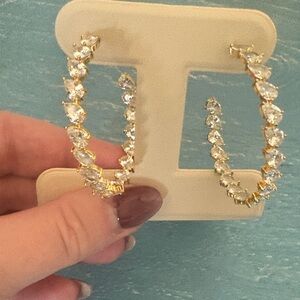 Nordstrom inside out BOLD pear shape gold tone 2” hoops